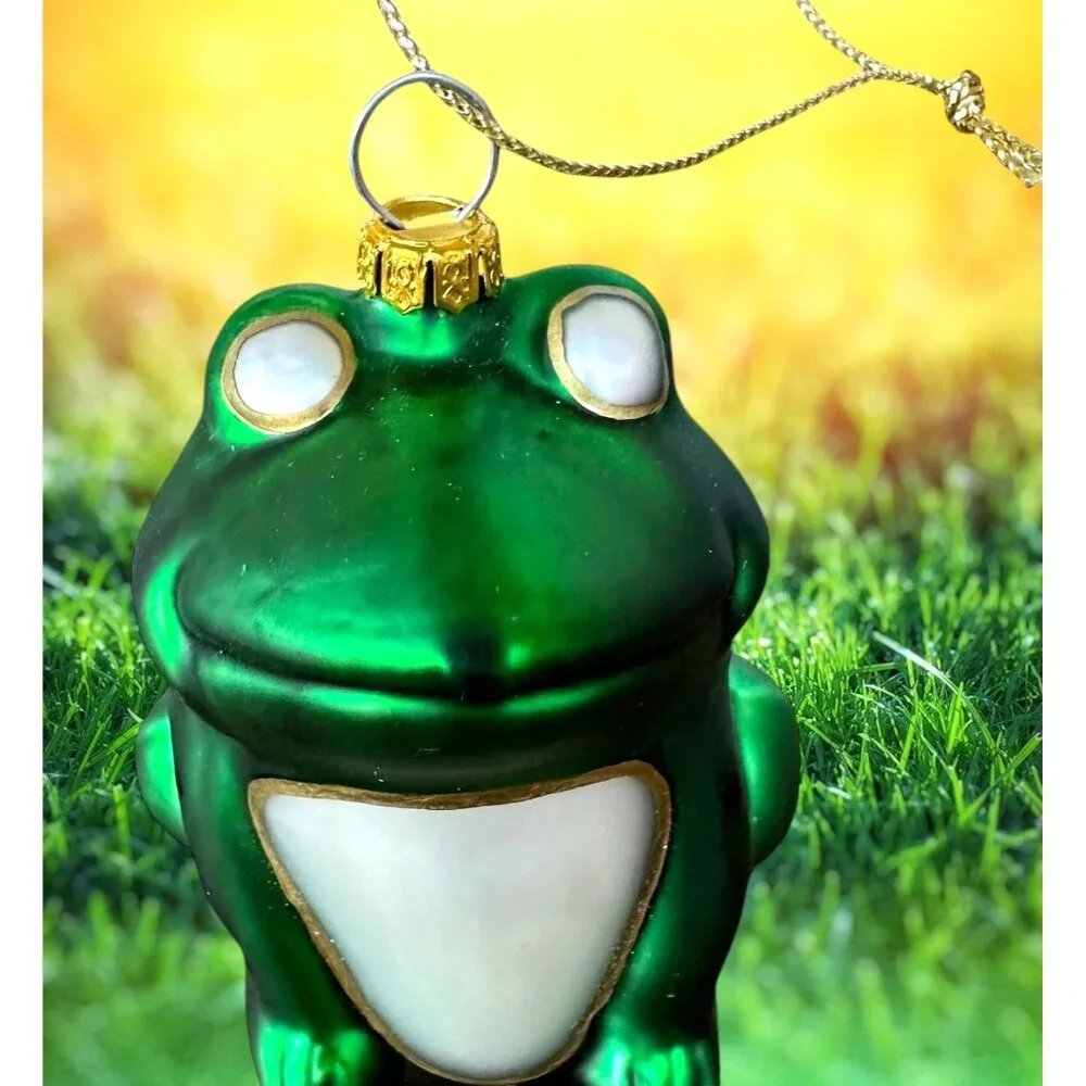 VTG Frog Ornament Glass Prince Kermit Christmas Holiday Birthday Girlfriend Gift